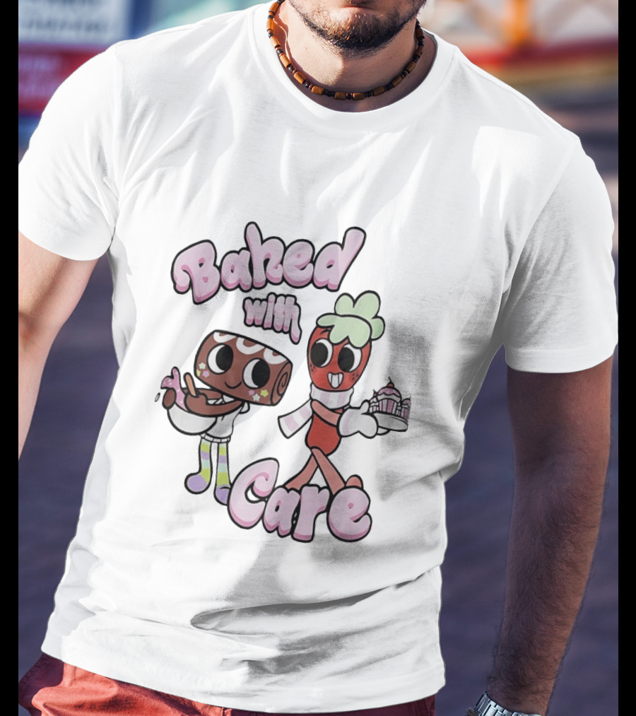 Baked With Care Baking Characters Cartoon T-Shirt