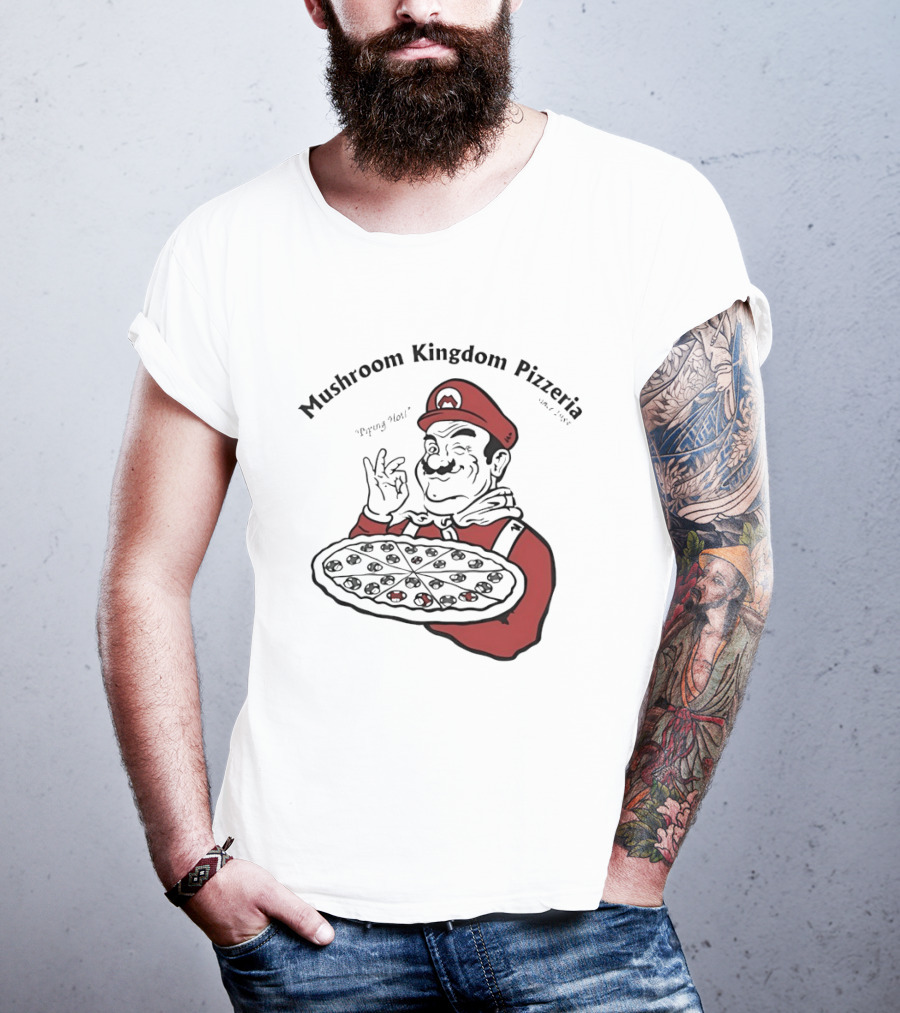 Mushroom Kingdom Pizzeria Funny Pizza Chef Winking Gesture Gaming Fan T-Shirt