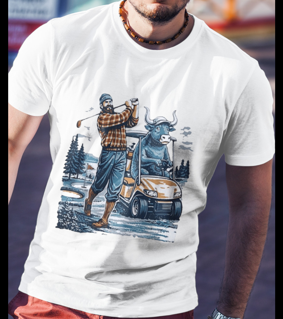 Paul Babe Playing Golf With Bison Driving A Golf Cart T-Shirt