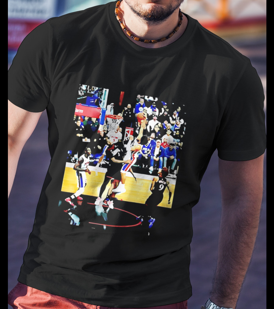 Cade Cunningham Dunking Over Drummond Basketball Game Action Scene T-Shirt