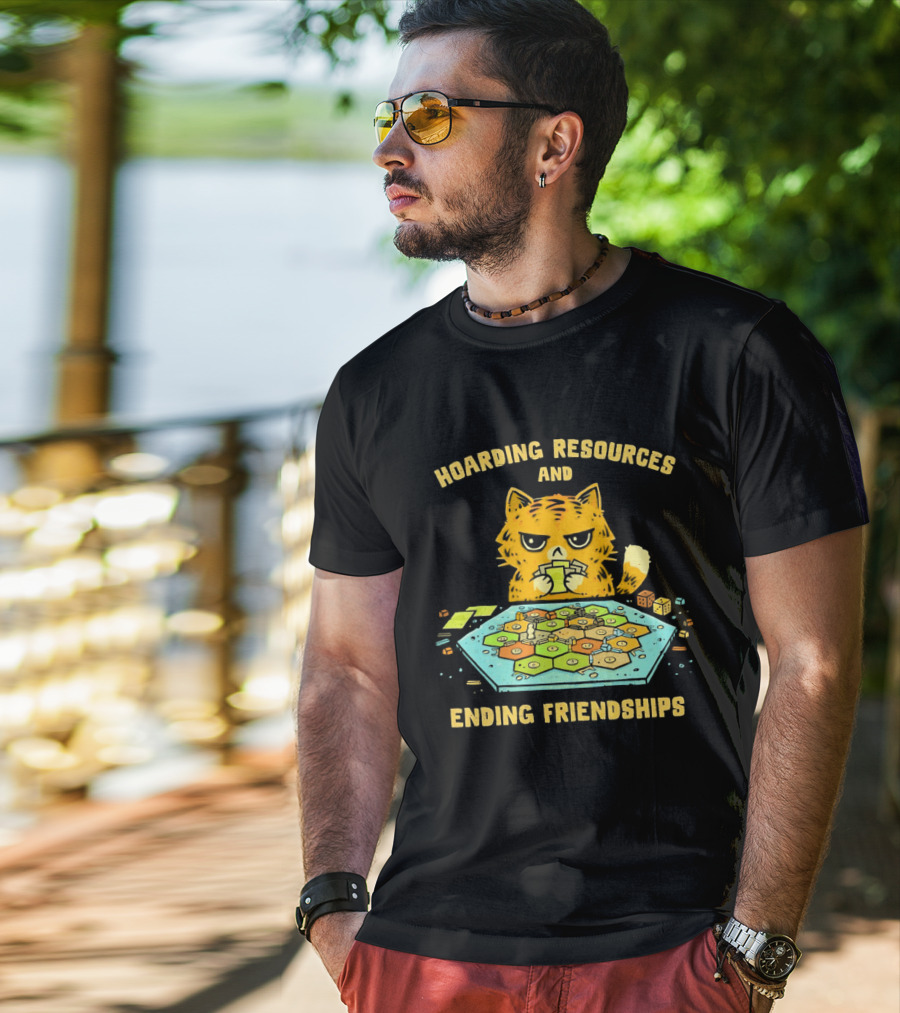 Hoarding Resources And Ending Friendships Cat Board Game T-Shirt