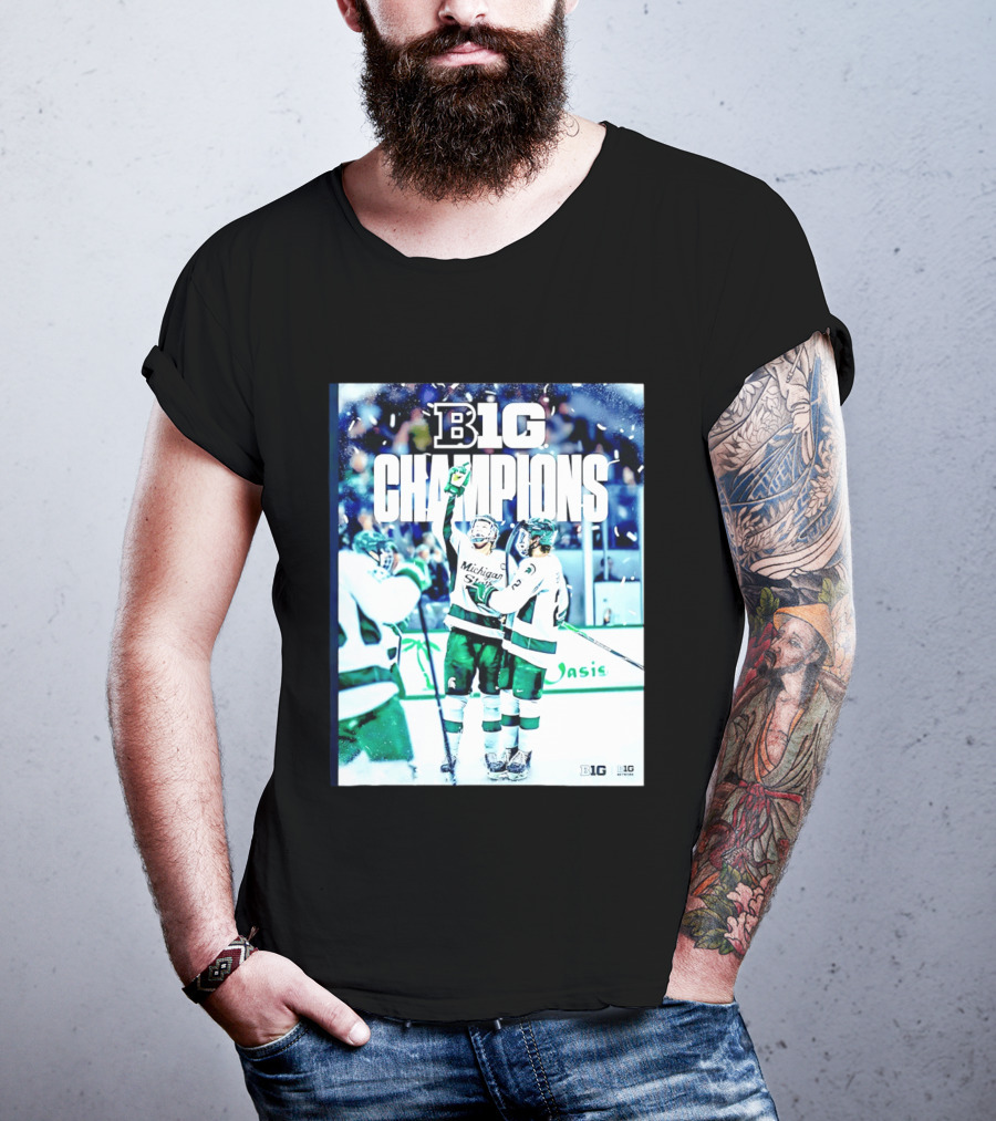 B1G Champions Michigan State Spartans Ice Hockey 2026 B1G Men's Hockey Regular Season Champs Back To Back T-Shirt