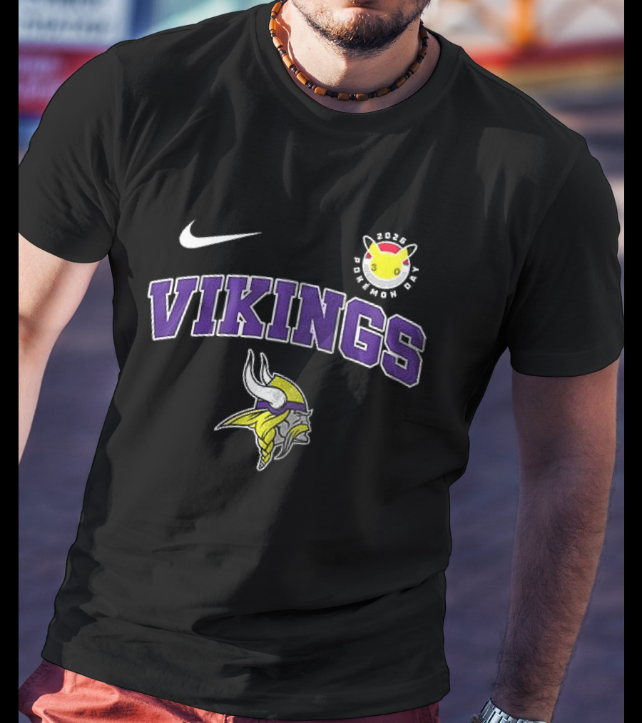 Minnesota Vikings X Pokemon 30th Anniversary Nike Collaboration VIKINGS Pokeball Day T-Shirt