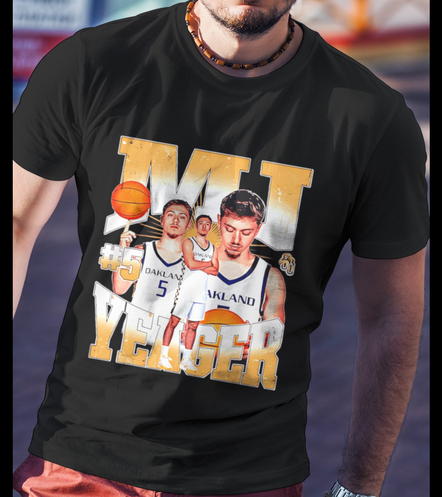 MJ Yeager Oakland Basketball #5 NCAA Player Collage T-Shirt
