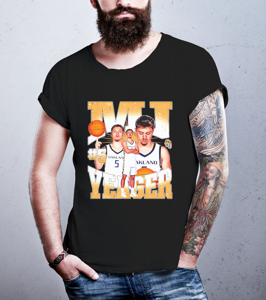 MJ Yeager Oakland Basketball #5 NCAA Player Collage T-Shirt