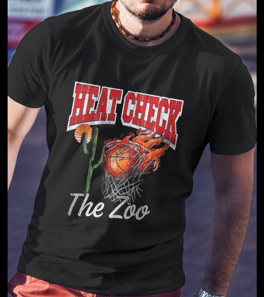 Heat Check The Zoo Flaming Basketball Cactus T-Shirt