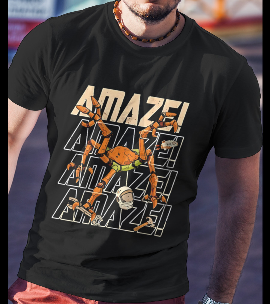 Project Hail Mary 2026 Rocky Amaze! Repeated Text With Orange Crab Robot T-Shirt