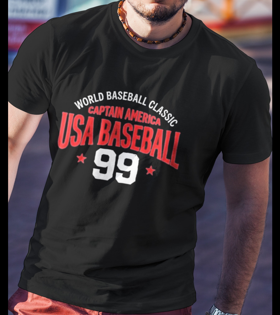 World Baseball Classic Captain America USA Baseball 99 Stars T-Shirt