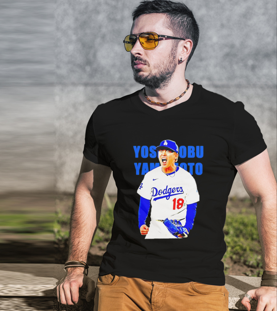 Yoshinobu Yamamoto Los Angeles Dodgers 18 Scream T-Shirt
