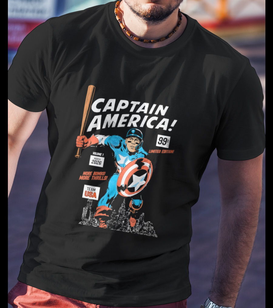 Captain America 99 Aaron Judge More Bombs New York USA Heroic Thrills T-Shirt