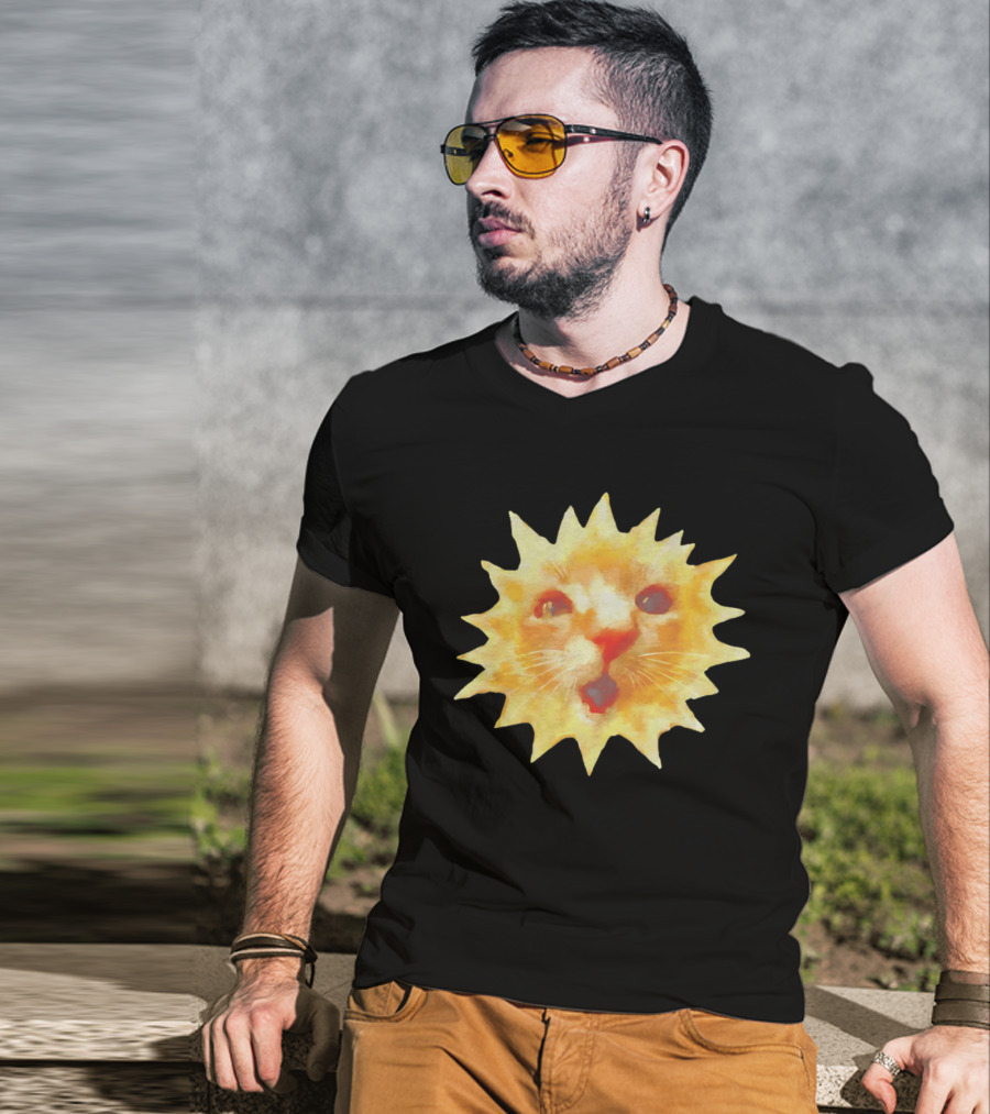 Cat Face Sun Meme Funny Internet Trend T-Shirt