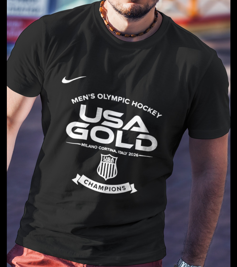 Men's Olympic Hockey USA Gold Milano Cortina Italy 2026 Champions Nike T-Shirt