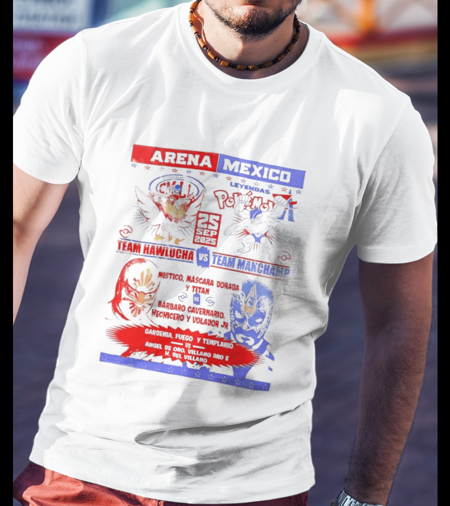 Arena Mexico Team Hawlucha Vs Team Machamp Lucha Libre Battle T-Shirt