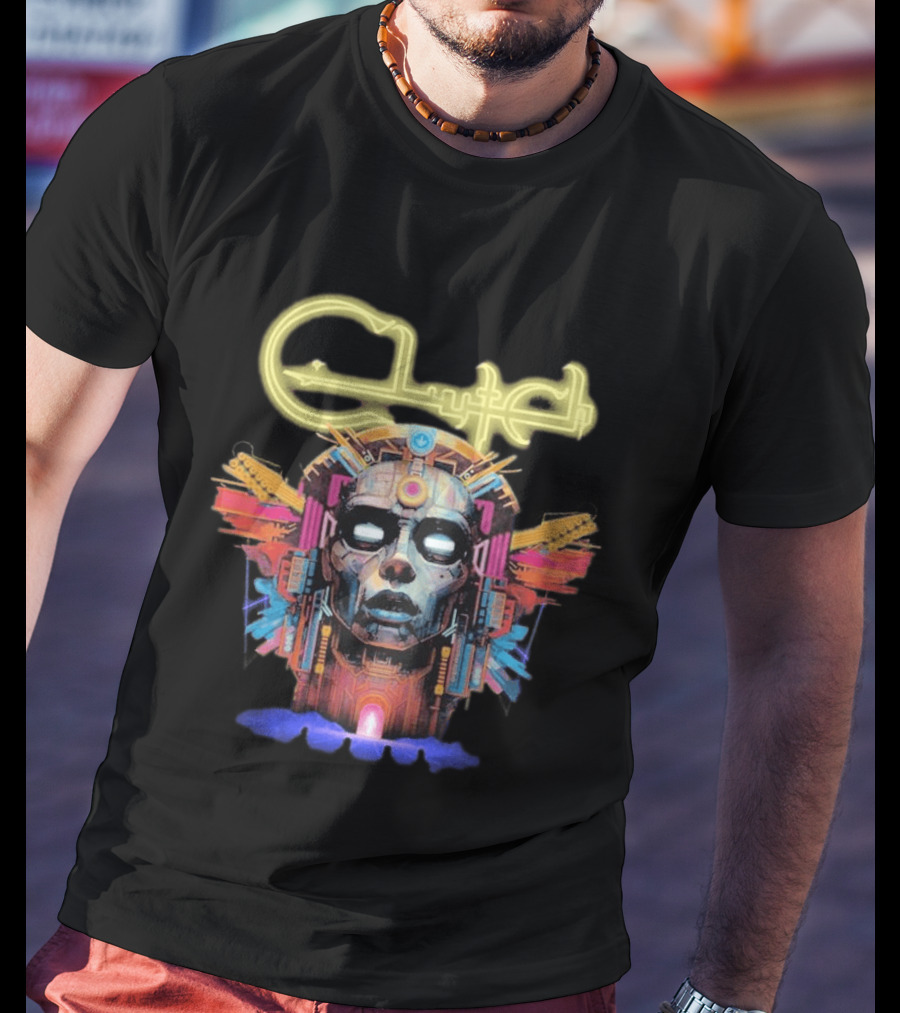 Clutch Suffer No Evil Tour 2026 Dates Robot Face Mask Neon Wings T-Shirt
