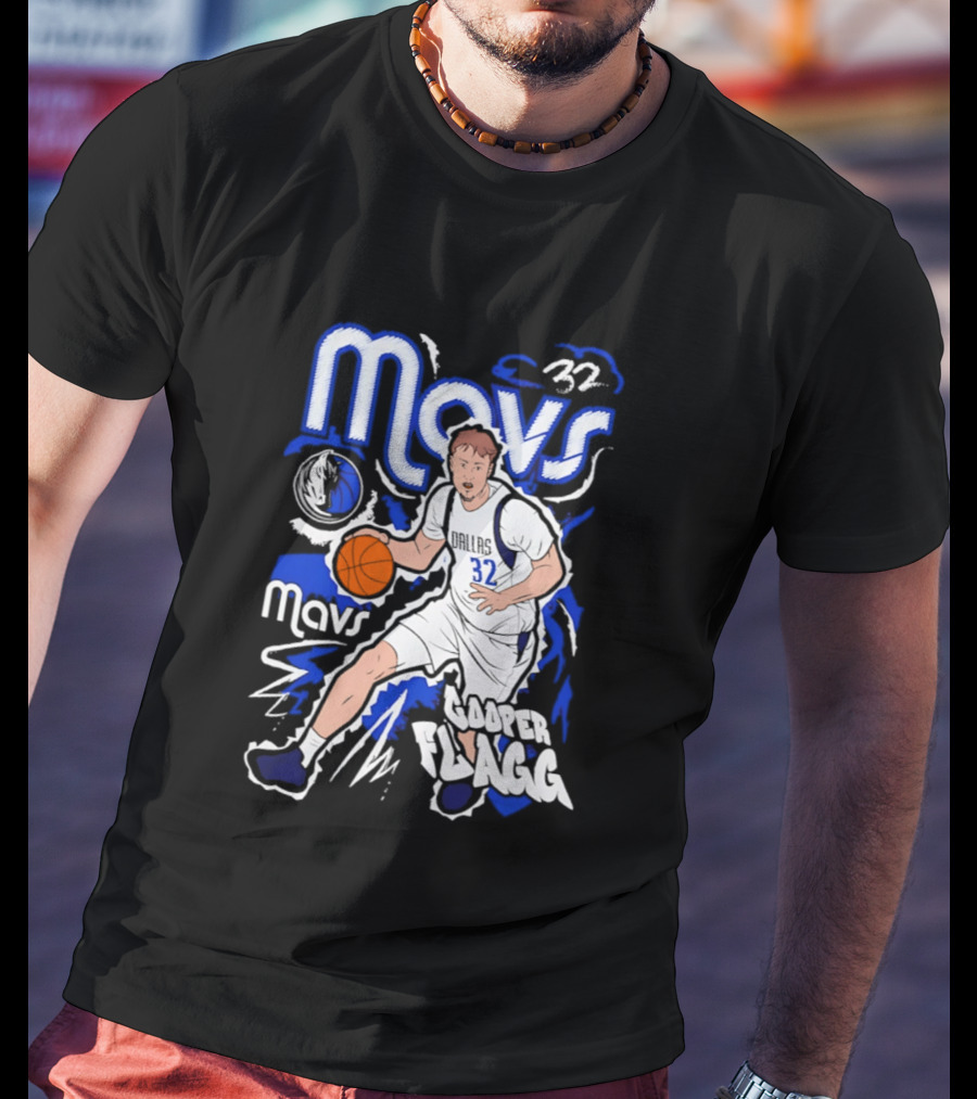 Mavs 32 Cooper Flagg Dallas Mavericks Basketball Player Paint T-Shirt