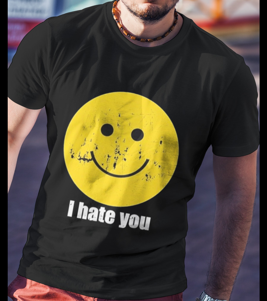 Harry I Hate You Smiley Face Distressed Grunge T-Shirt