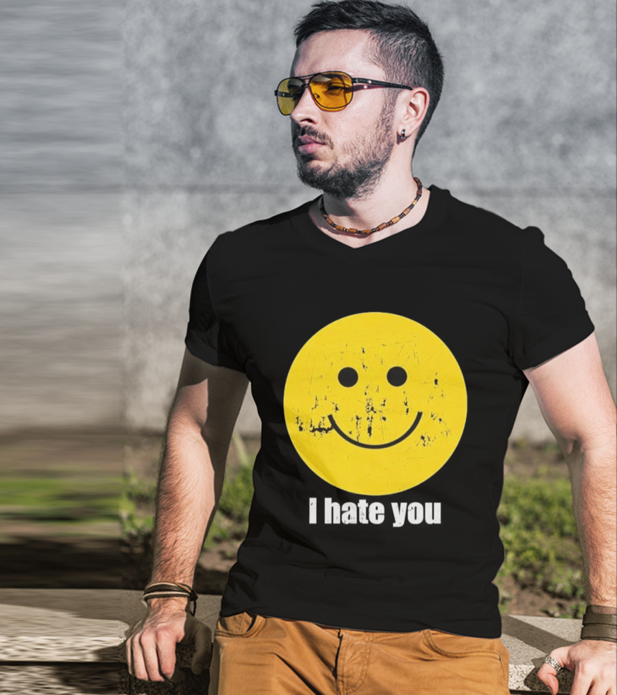 Harry I Hate You Smiley Face Distressed Grunge T-Shirt