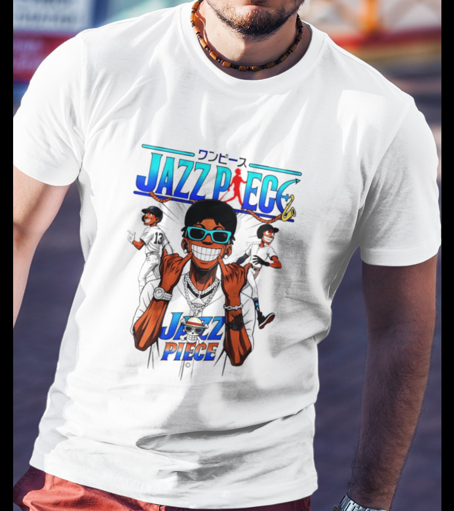 Jazz Piece Jolly Roger One Piece Hip Hop Urban Style Anime Fusion T-Shirt
