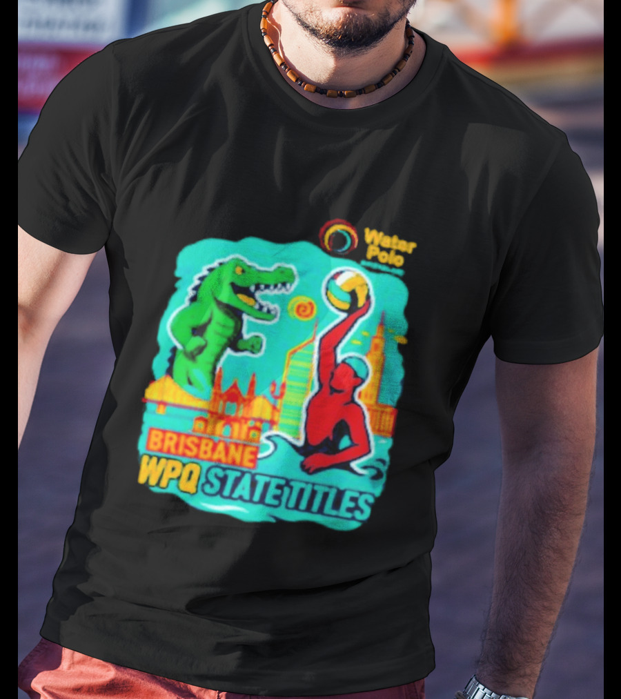 Brisbane WPQ State Titles Water Polo Tournament Crocodile Player Skyline T-Shirt