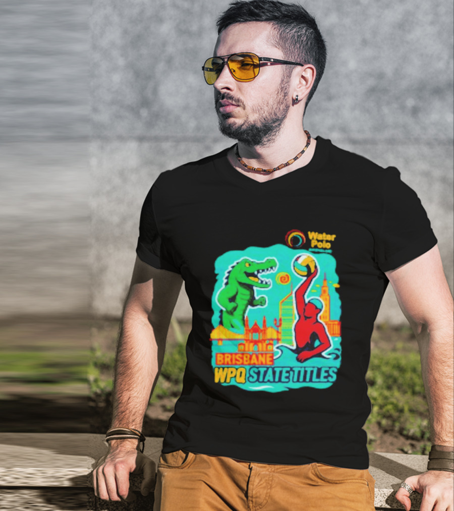 Brisbane WPQ State Titles Water Polo Tournament Crocodile Player Skyline T-Shirt