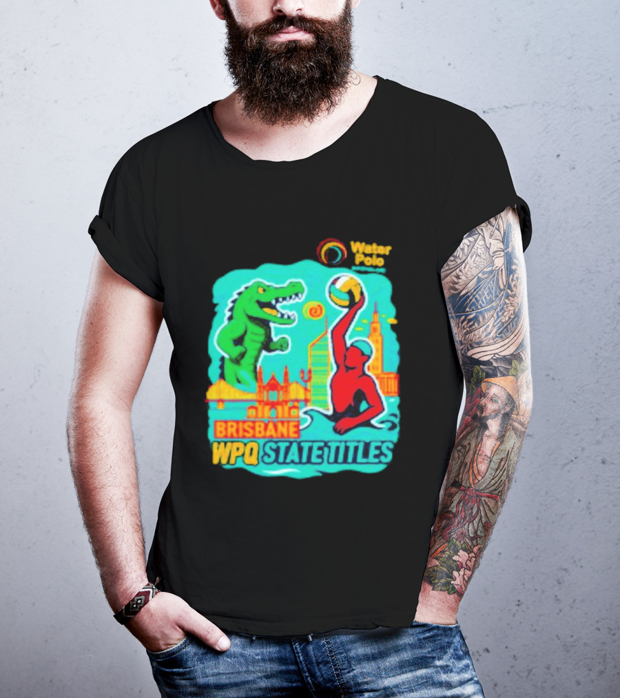 Brisbane WPQ State Titles Water Polo Tournament Crocodile Player Skyline T-Shirt