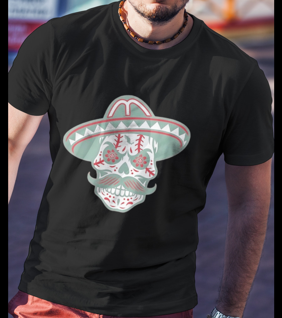 Sugar Skull Sombrero Baseball Team Mexico Nacho Alvarez Jr T-Shirt