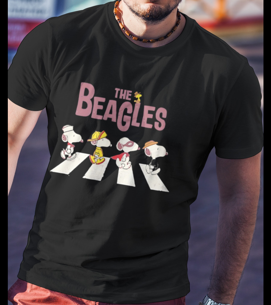 The Beagles Snoopy Woodstock Abbey Road T-Shirt
