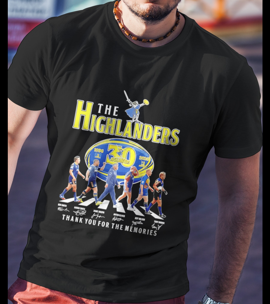 The Highlanders 30th Anniversary 1996 2026 Thank You For The Memories Rugby Players And Swordman Abbey Road T-Shirt