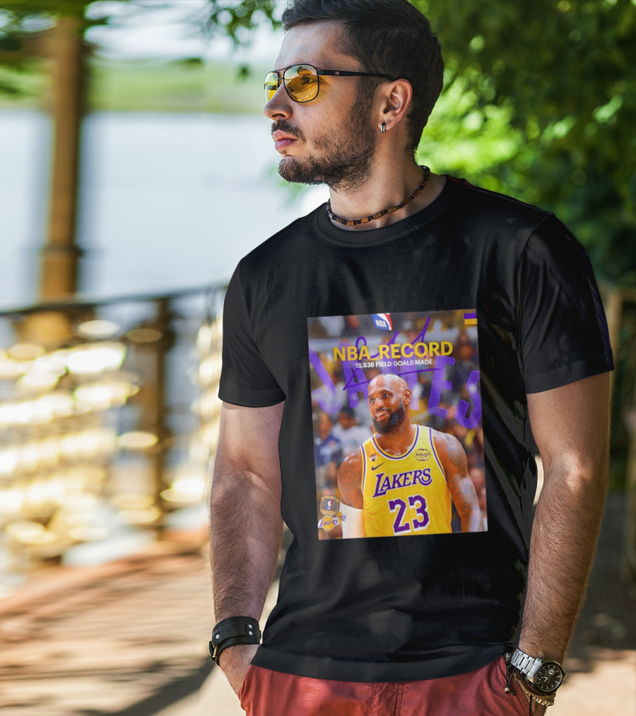 NBA Record LeBron James 15838 Field Goals Made Lakers 23 T-Shirt