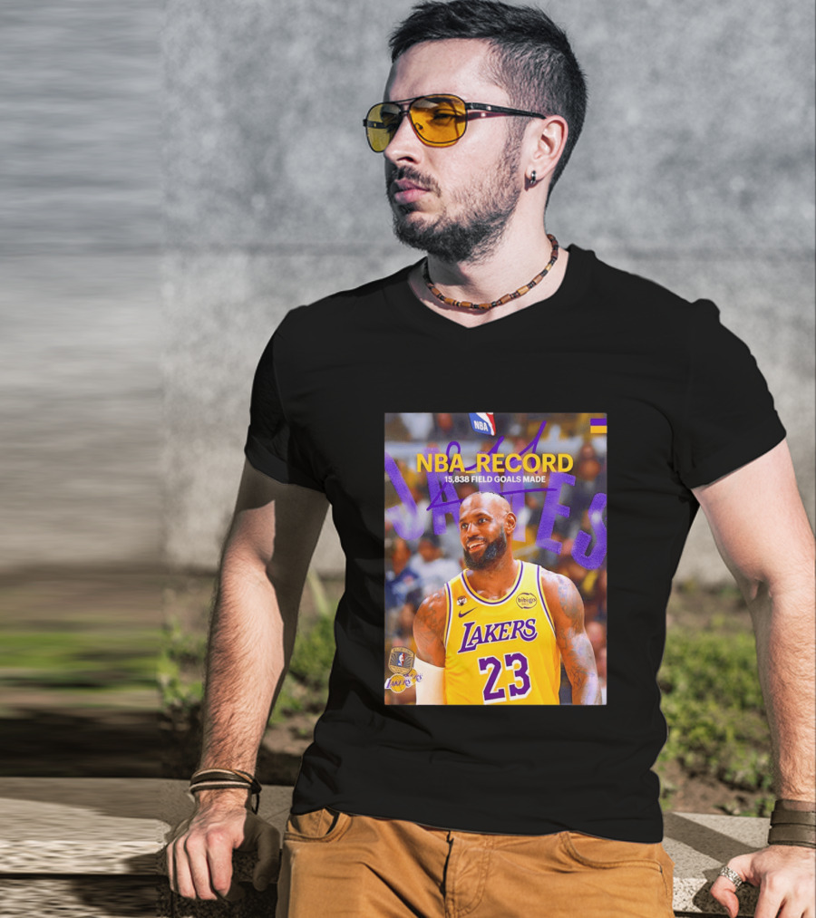 NBA Record LeBron James 15838 Field Goals Made Lakers 23 T-Shirt