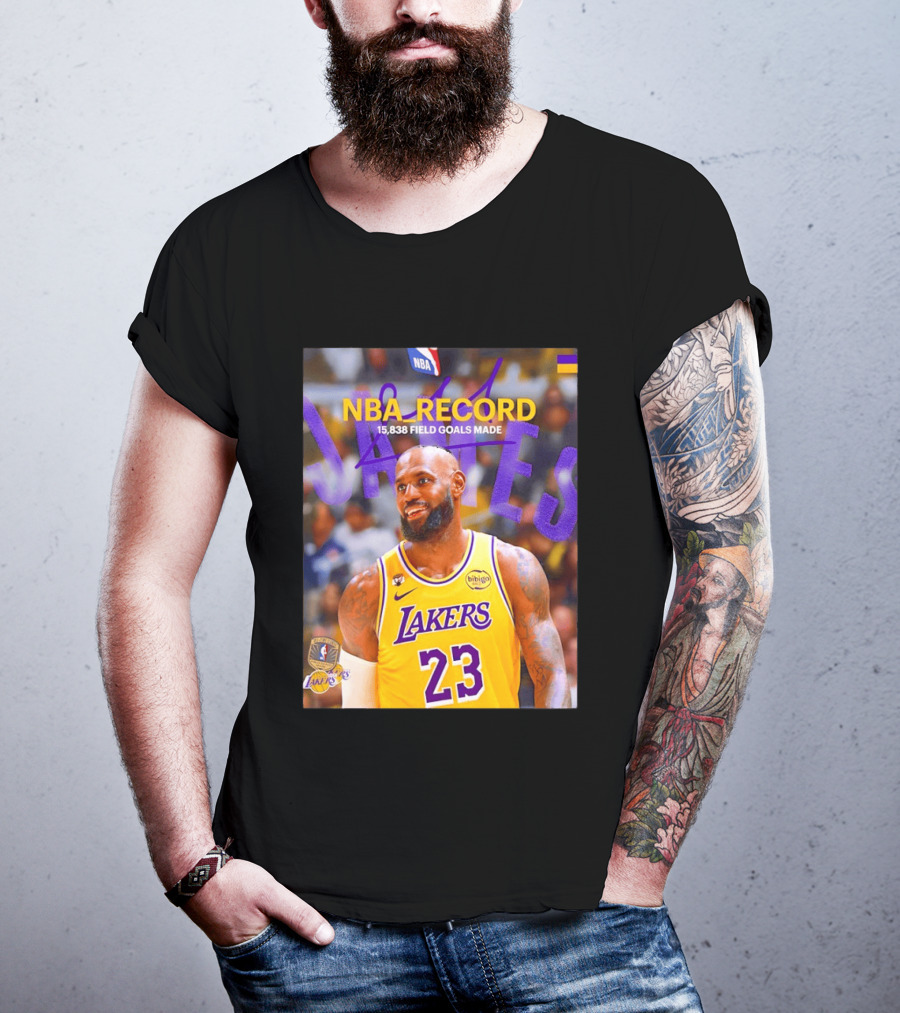 NBA Record LeBron James 15838 Field Goals Made Lakers 23 T-Shirt