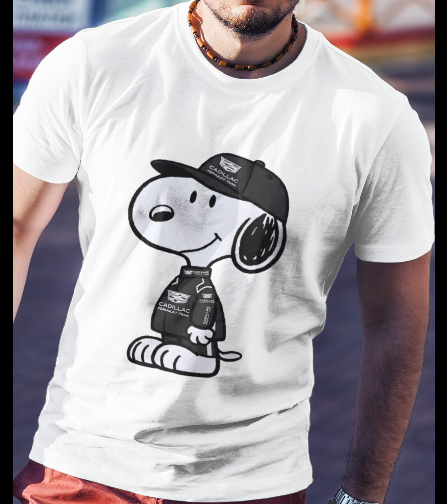 Snoopy Cadillac Formula 1 Team Racing Outfit T-Shirt