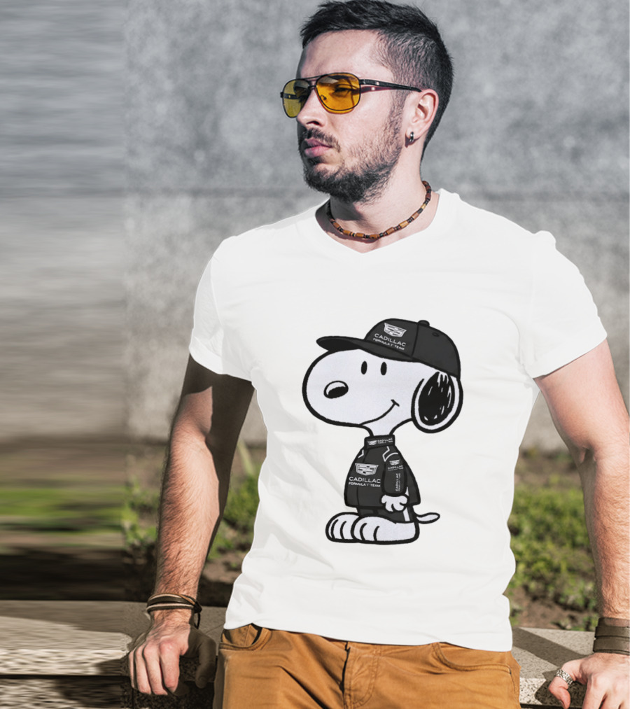 Snoopy Cadillac Formula 1 Team Racing Outfit T-Shirt