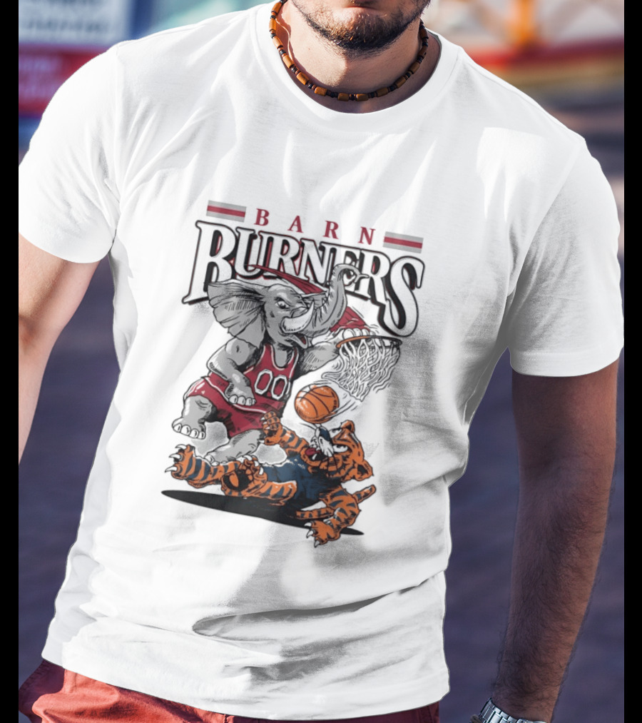 Barn Burners Alabama Crimson Tide Vs Auburn Tigers Basketball Showdown T-Shirt