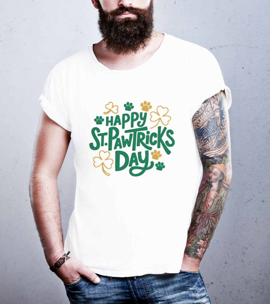 Happy St Pawtrick's Day Shamrock Dog Celebration T-Shirt