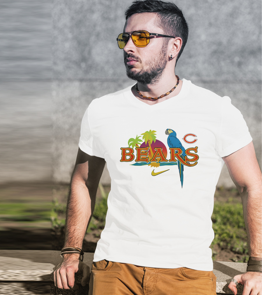 Chicago Bears Tropical Sunset Parrot Nike Collaboration T-Shirt