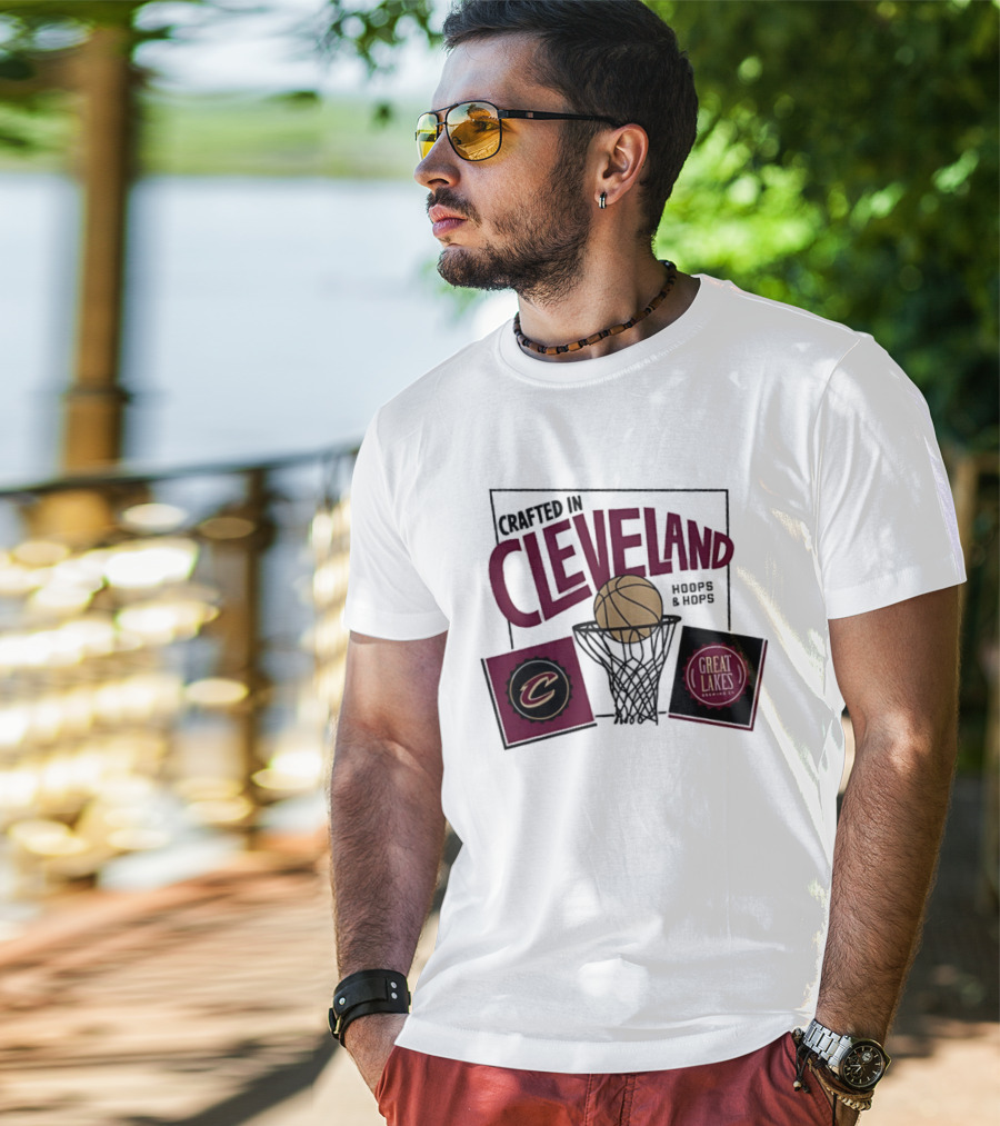 Crafted In Cleveland Hoops And Hops Cavaliers Great Lakes Brewing Co T-Shirt