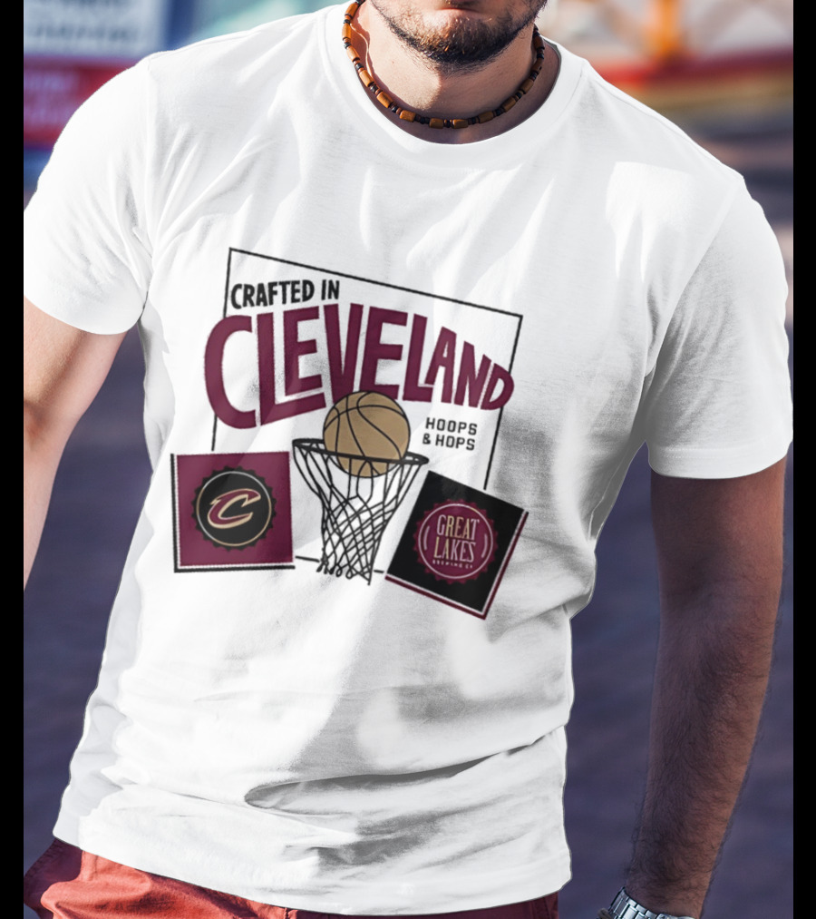 Crafted In Cleveland Hoops And Hops Cavaliers Great Lakes Brewing Co T-Shirt