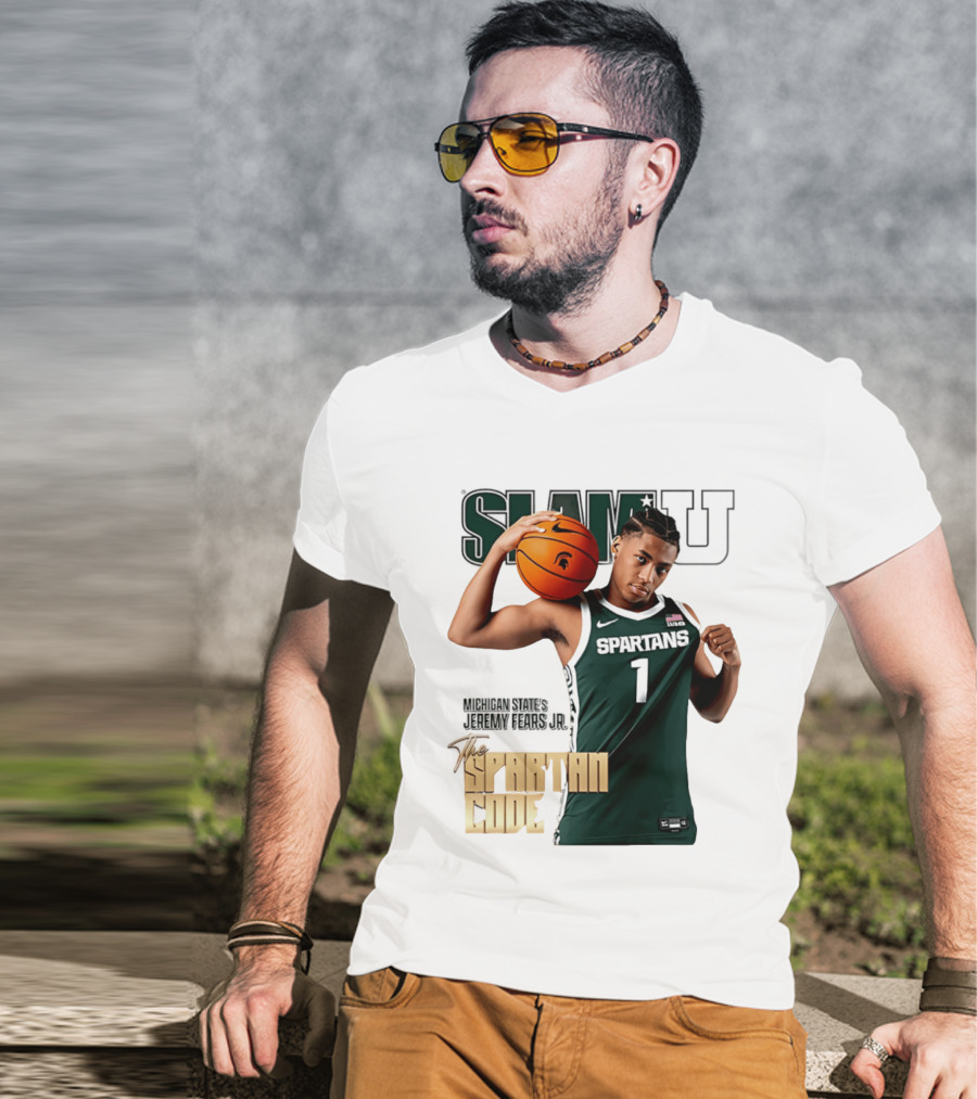 SlamU Jeremy Fears Jr Spartans The Spartan Code Michigan State T-Shirt