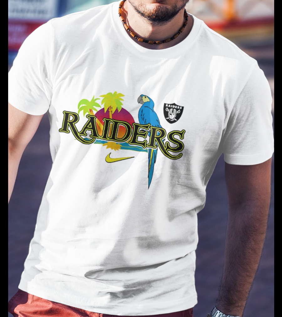 Las Vegas Raiders Tropics And Parrot It's 5 O' Somewhere Nike T-Shirt