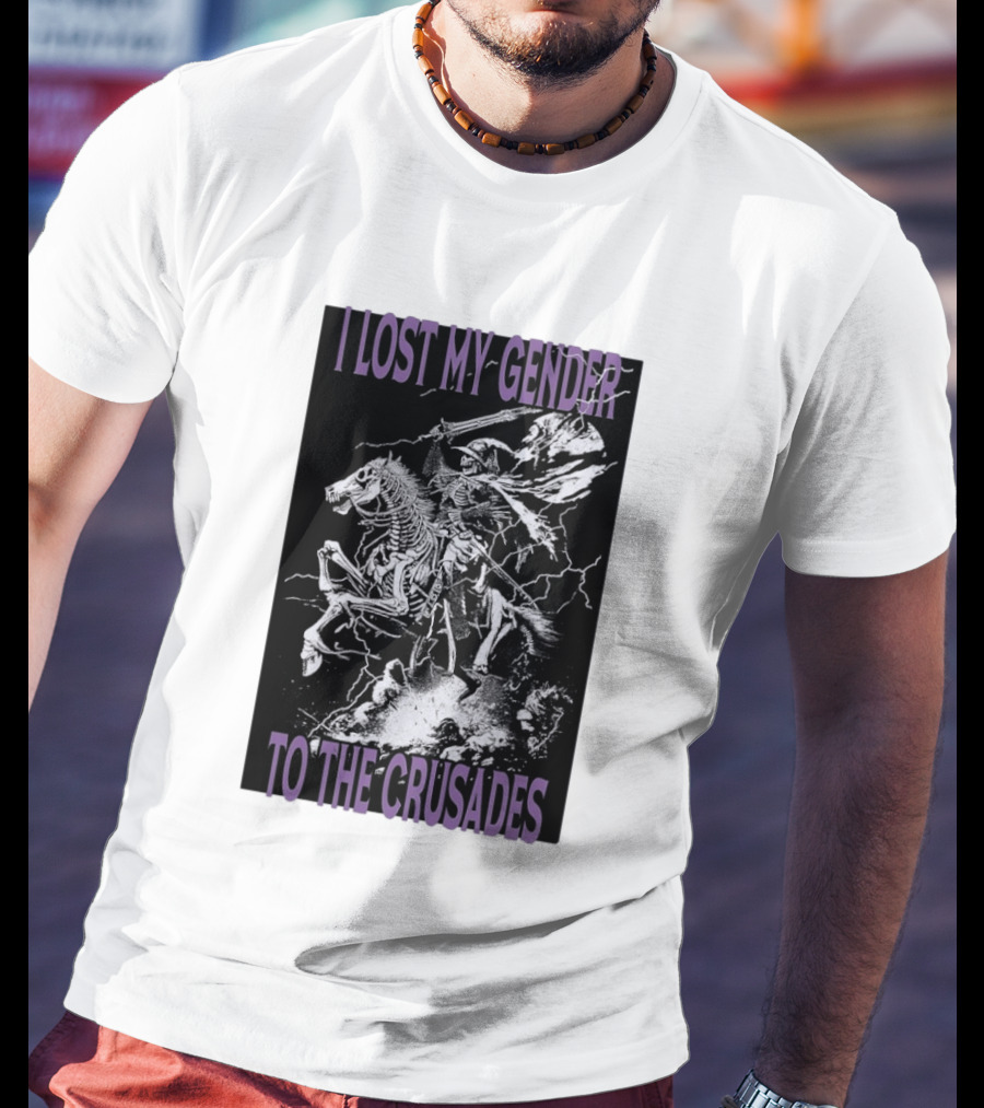 I Lost My Gender To The Crusades Skeleton Riding Horse Skeleton T-Shirt