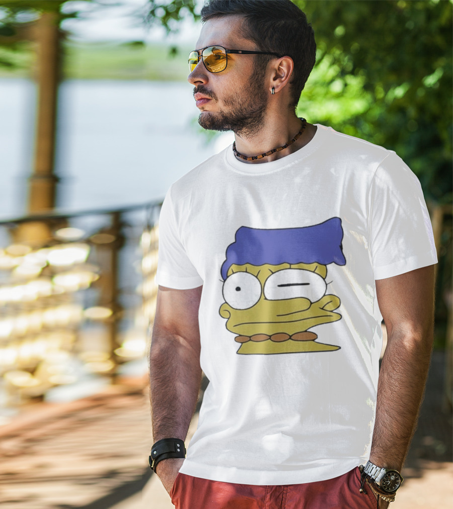 Smeared Marge Simpson Meme Face Cartoon T-Shirt