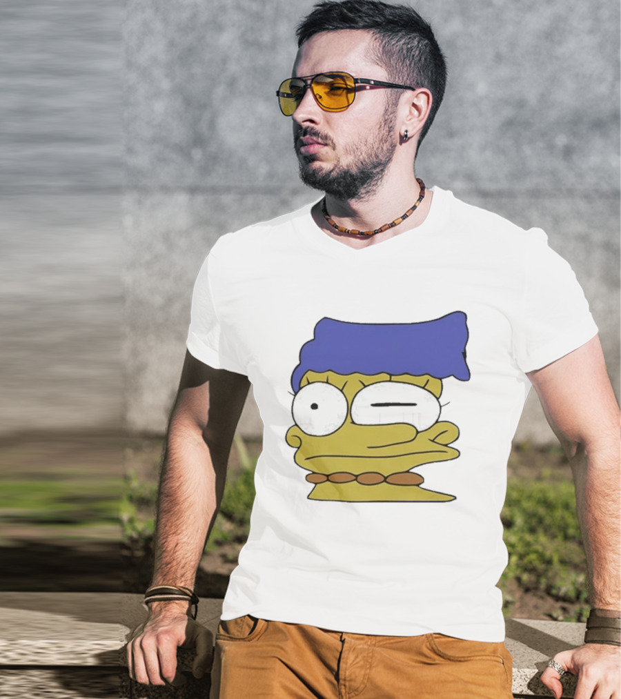 Smeared Marge Simpson Meme Face Cartoon T-Shirt