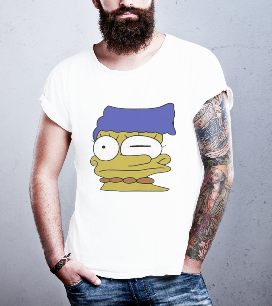 Smeared Marge Simpson Meme Face Cartoon T-Shirt