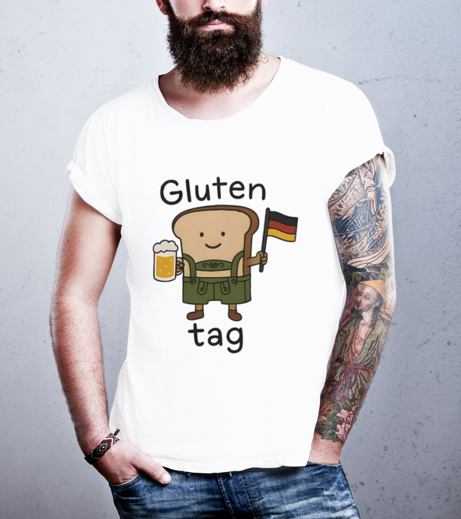 Gluten Tag Bread Character Lederhosen Beer German Flag T-Shirt