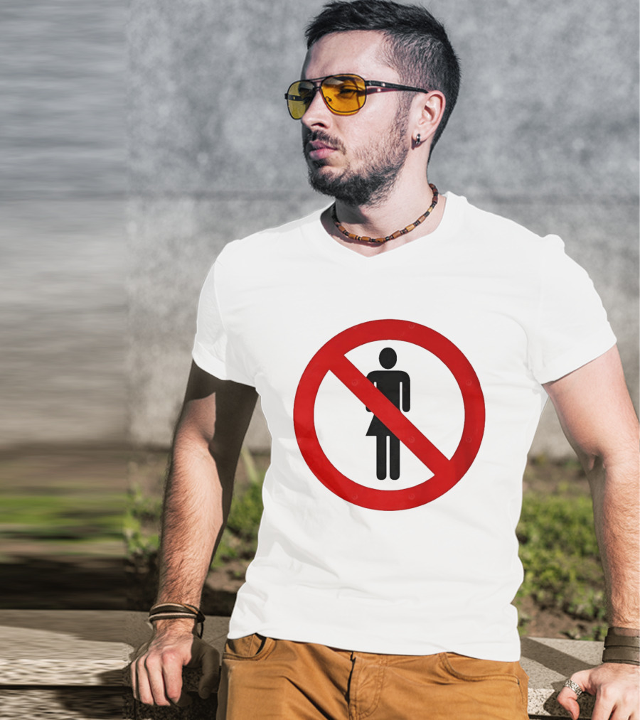 No Women Allowed Symbol Icon Bold Red Circle Front Print T-Shirt