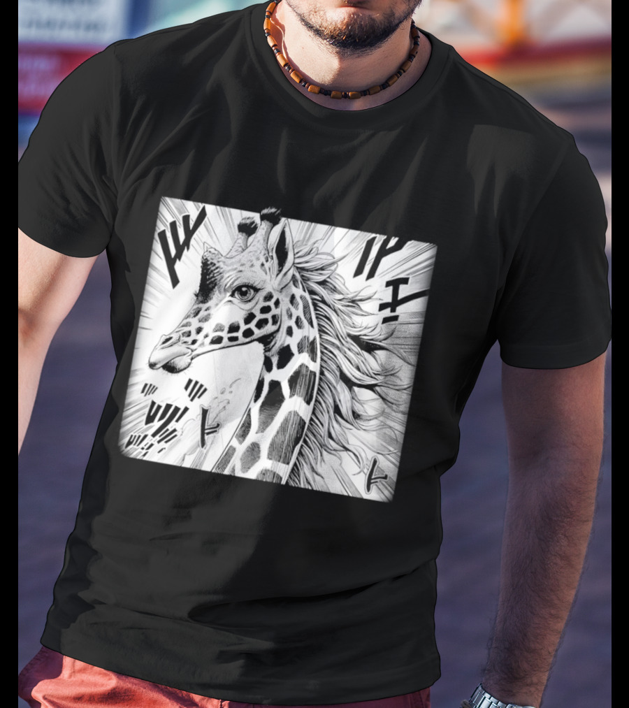 Giraffe Anime Aesthetic Colorful Pop Art Cartoon T-Shirt