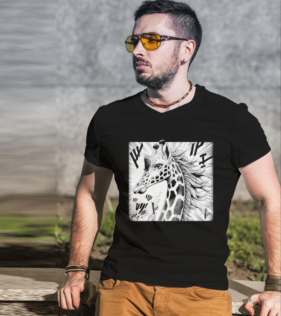 Giraffe Anime Aesthetic Colorful Pop Art Cartoon T-Shirt