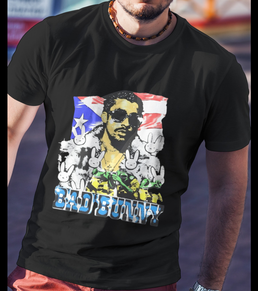 Bad Bunny Puerto Rican Flag Bunny Icon Latin Music T-Shirt