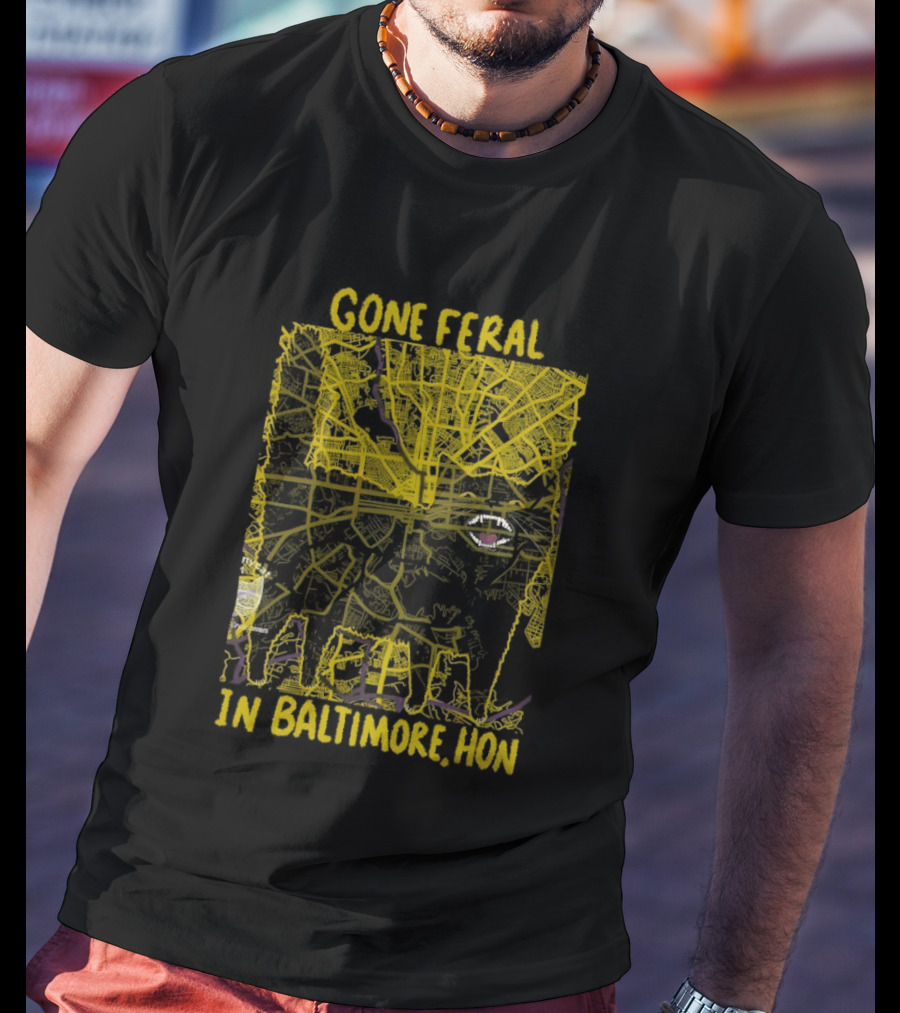 Gone Feral In Baltimore Hon Crab Motif T-Shirt